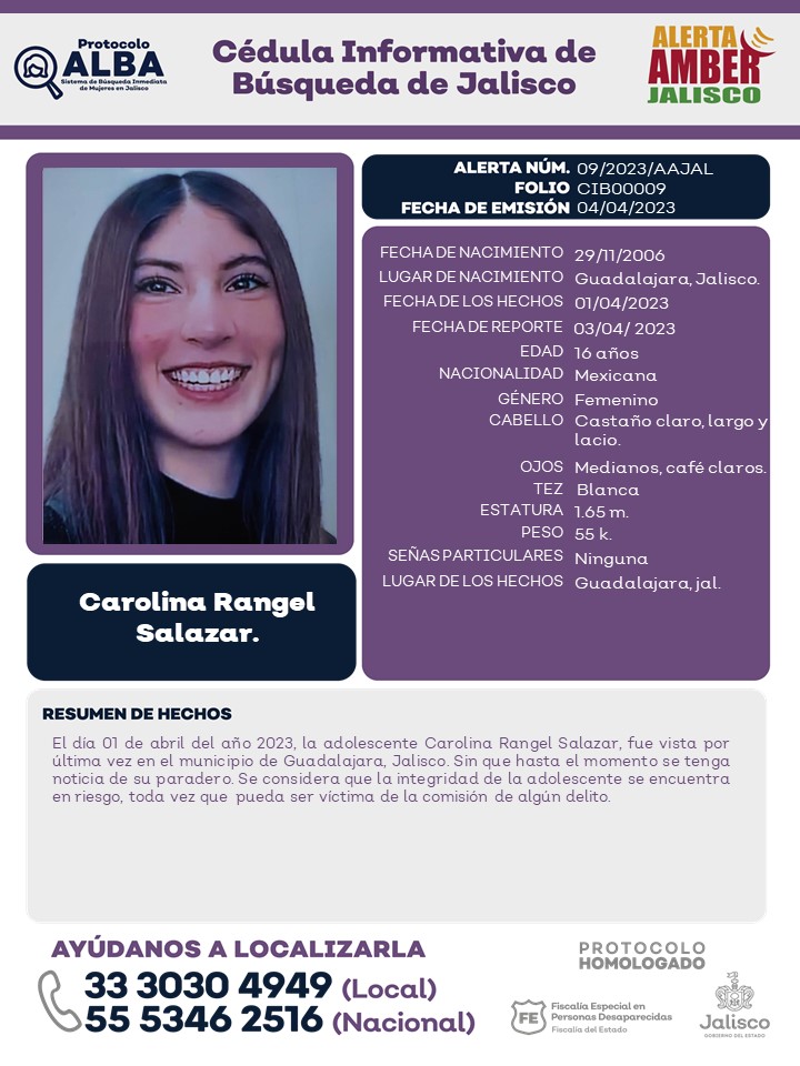 Cédula ALBA Carolina R – Fiscalía Especial en Personas Desaparecidas