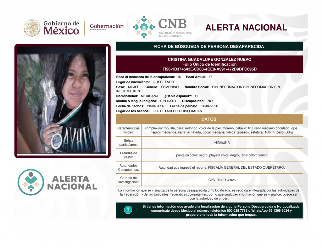 CRISTINA GUADALUPE GONZALEZ NUEVO